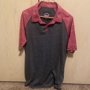 BKE Men's Charcoal Polo with Burgundy Raglan Sleeves